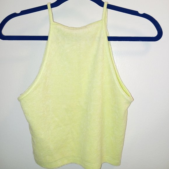 NEON GREEN TERRY CLOTH CROP TOP - Picture 3 of 5